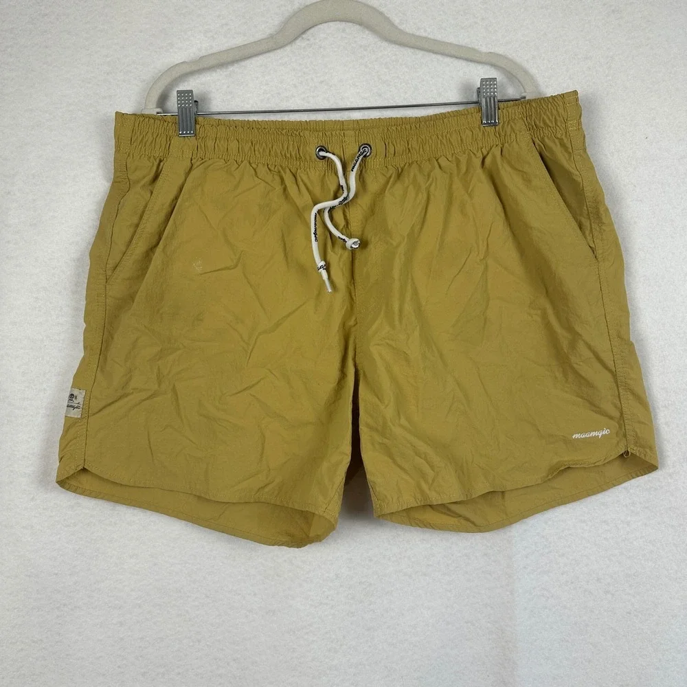 Maamgic Mens XXL Swim Trunks Drawstring Waist Shorts‎ Mustard Beach Summer